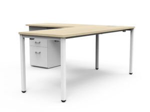 Estación de trabajo PARIS, con cajonera pedestal 2C y 1K sin faldón 180x180x75 cm.